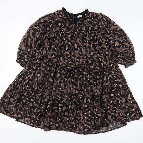 Next Girls Animal Print Dress Brown 8 Years
