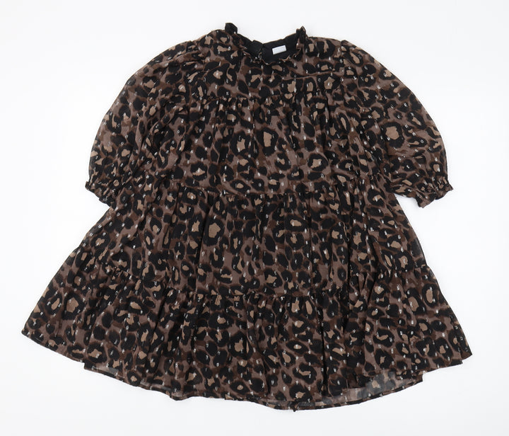 Next Girls Animal Print Dress Brown 8 Years