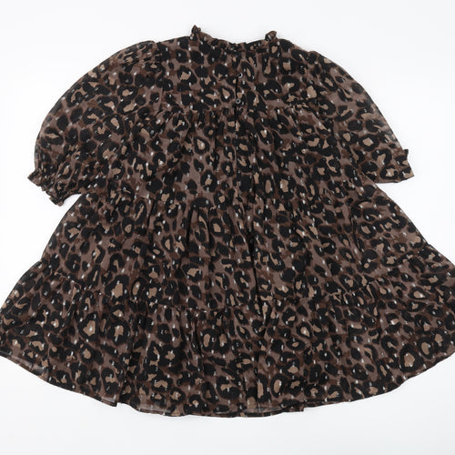 Next Girls Animal Print Dress Brown 8 Years