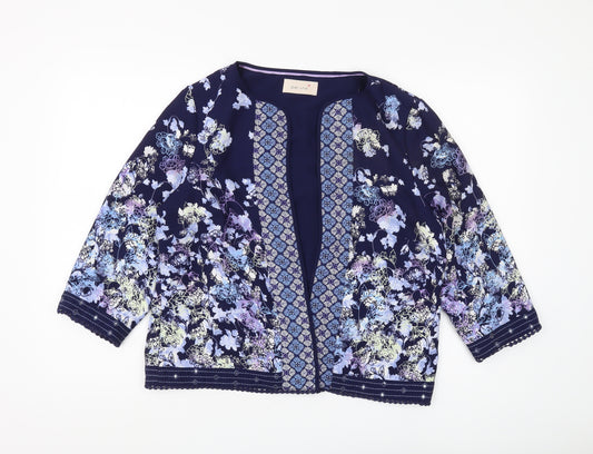 Marks and Spencer Women's Blue Floral Jacket Size 14