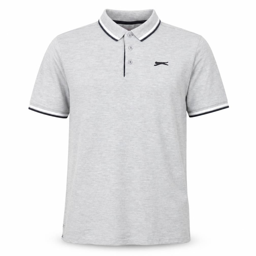Front view of Slazenger Men's Grey Polo - M, Comfortable and Stylish