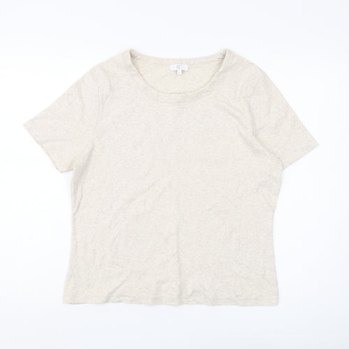 CC Women Beige Basic T-Shirt L for Casual Summer