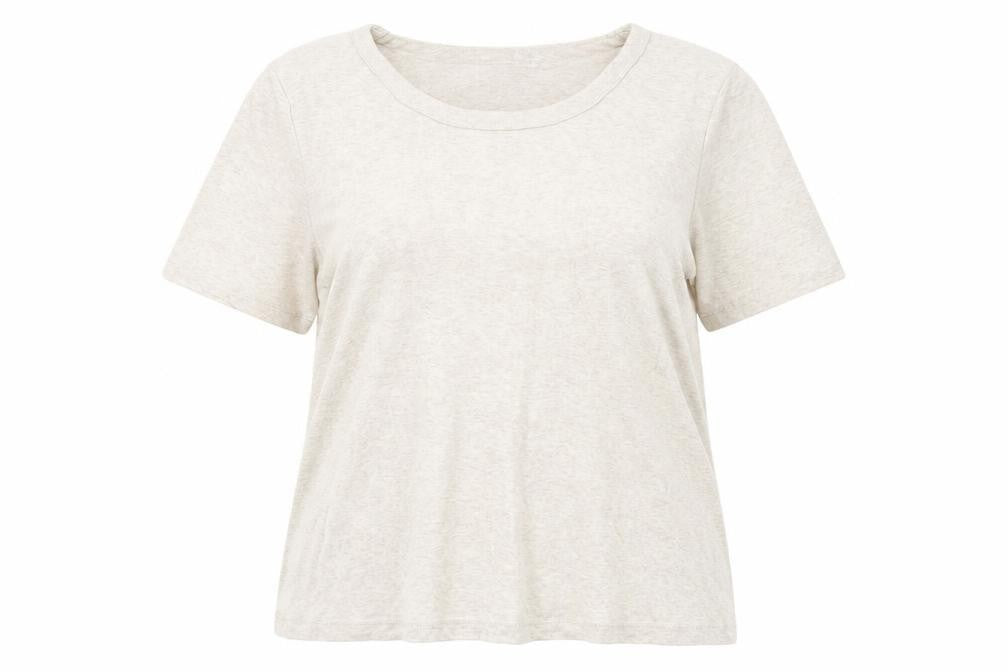 Front view of Country Casuals Women Beige Basic T-Shirt L for Casual Summer