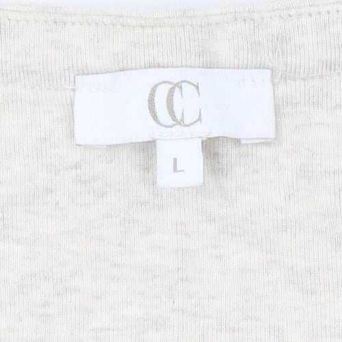 CC Women Beige Basic T-Shirt L for Casual Summer