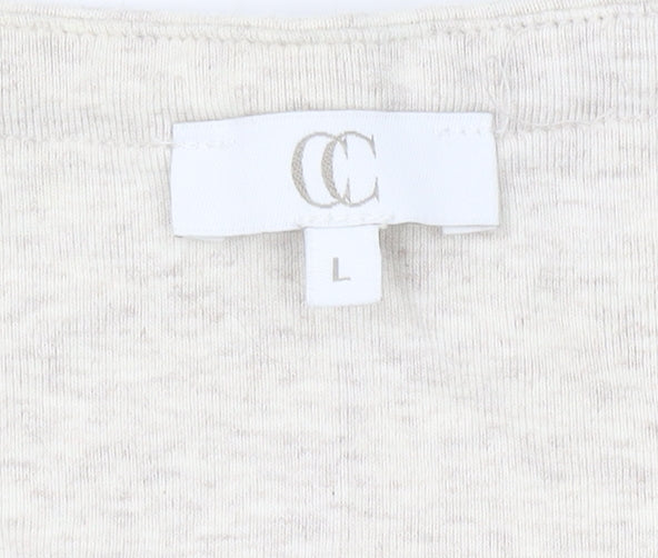 CC Women Beige Basic T-Shirt L for Casual Summer