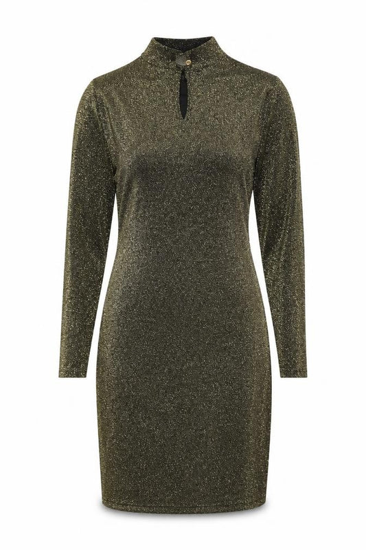 Front view of Oasis Women's Green Bodycon Dress S Long Sleeve