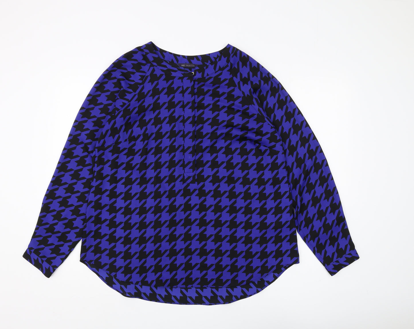 Marks and Spencer Women's Blue Geometric Blouse