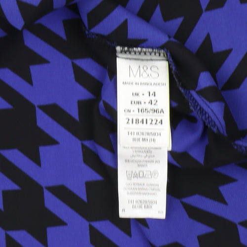 Marks and Spencer Women's Blue Geometric Blouse