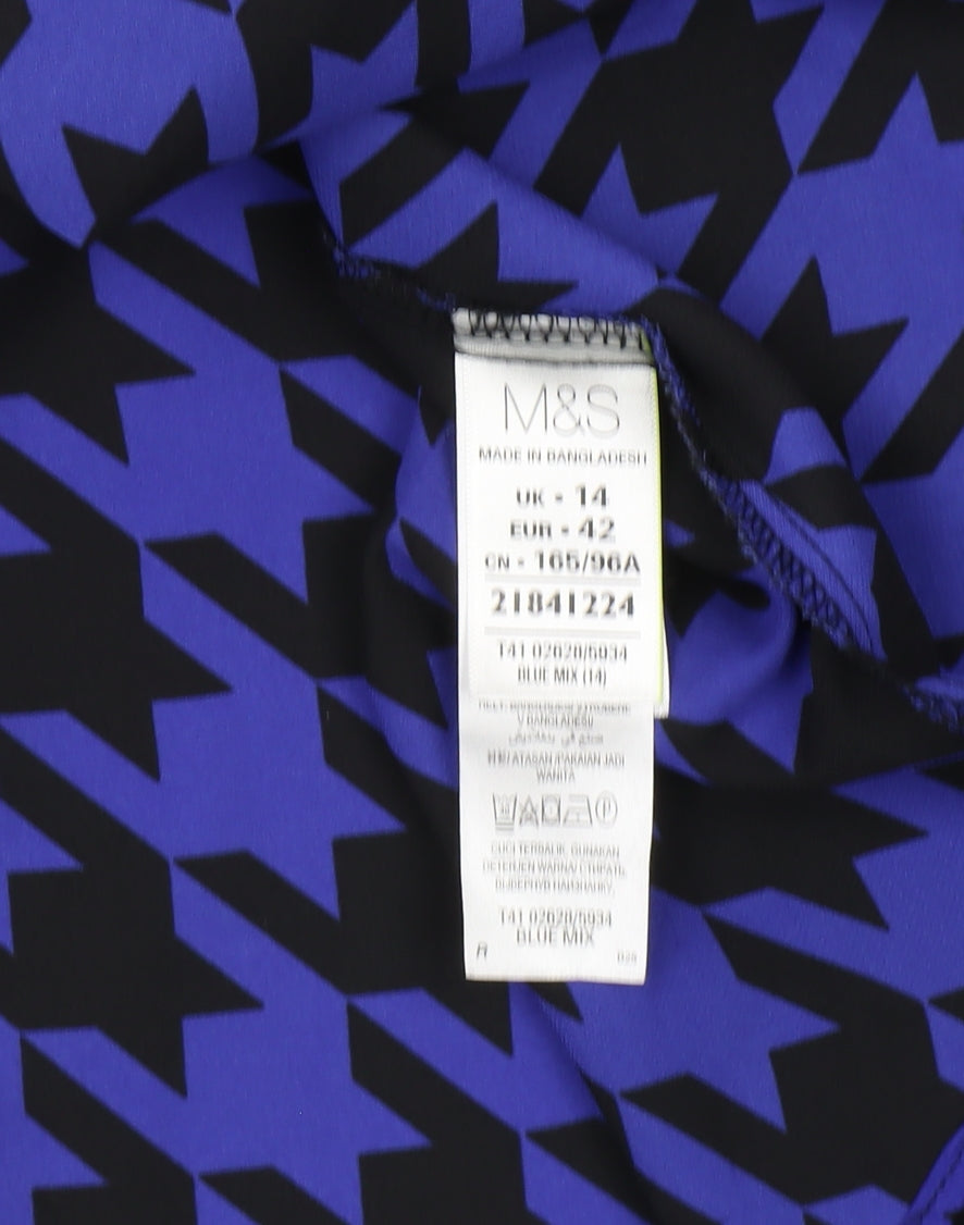 Marks and Spencer Women's Blue Geometric Blouse