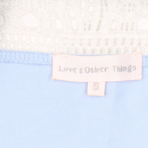 Love & Other Things Women's Blue Cropped Lace Blouse - Size S