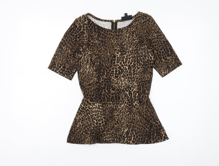 Warehouse Women's Brown Animal Print Blouse, Size 6