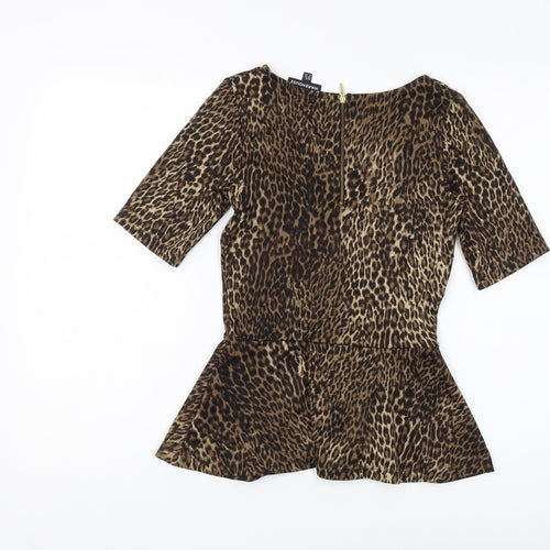 Warehouse Women's Brown Animal Print Blouse, Size 6