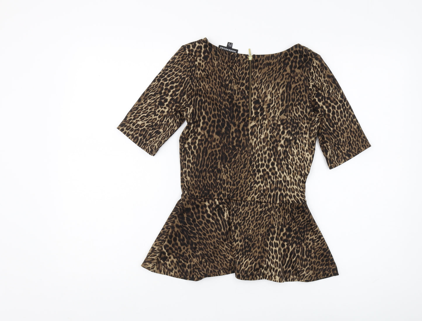 Warehouse Women's Brown Animal Print Blouse, Size 6