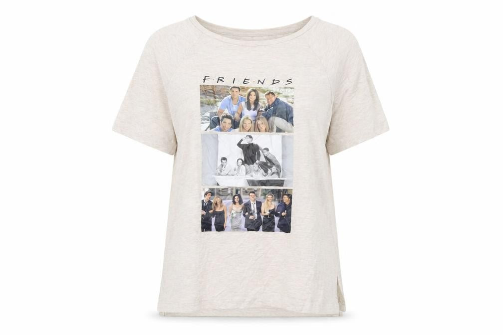 FRIENDS Women's Beige Graphic T-Shirt Size 8 Regular Fit
