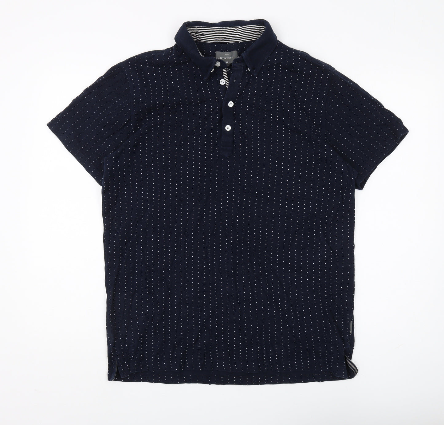 Peter Werth Men's Blue Polo Shirt, Size L, Casual Elegance