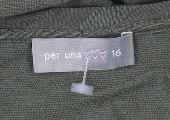 Per Una Women's Green 3/4 Sleeve Basic T-Shirt, Size 16