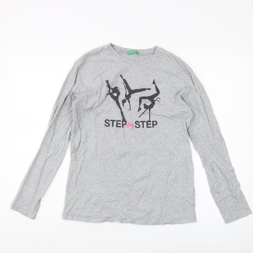 United Colors of Benetton Boys Grey Graphic Long Sleeve T-Shirt 3XL