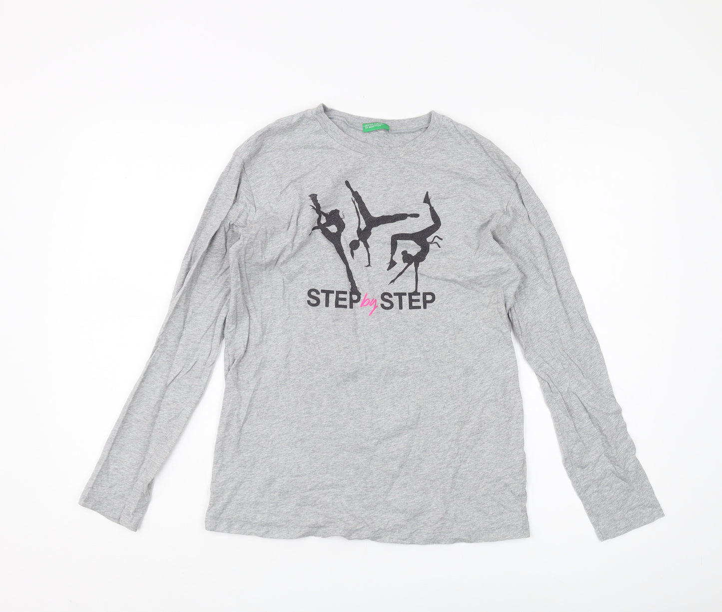 United Colors of Benetton Boys Grey Graphic Long Sleeve T-Shirt 3XL