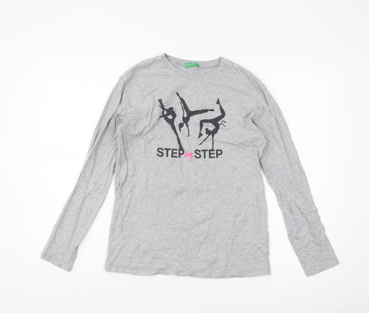 United Colors of Benetton Boys Grey Graphic Long Sleeve T-Shirt 3XL