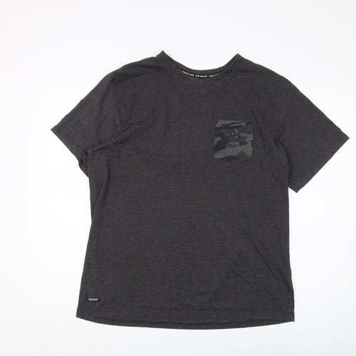 Threadbare Men's Black 2XL Cotton Crew Neck T-Shirt