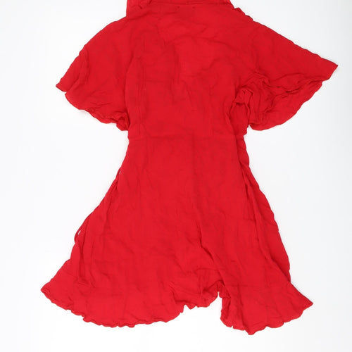 PrettyLittleThing Red Wrap Dress, Size 8, Women's Summer