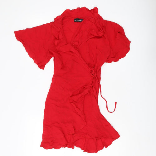 PrettyLittleThing Red Wrap Dress, Size 8, Women's Summer