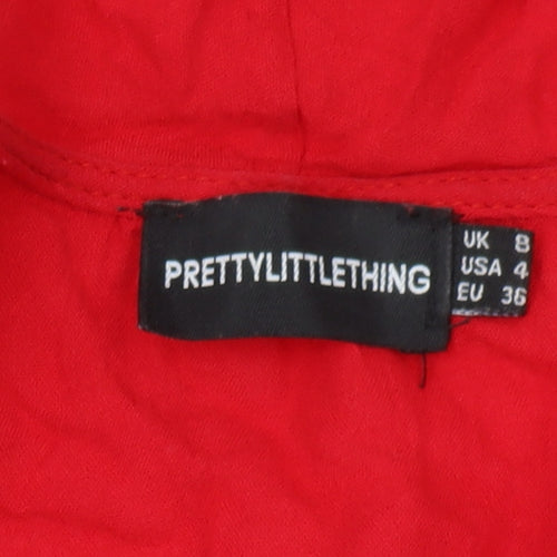 PrettyLittleThing Red Wrap Dress, Size 8, Women's Summer