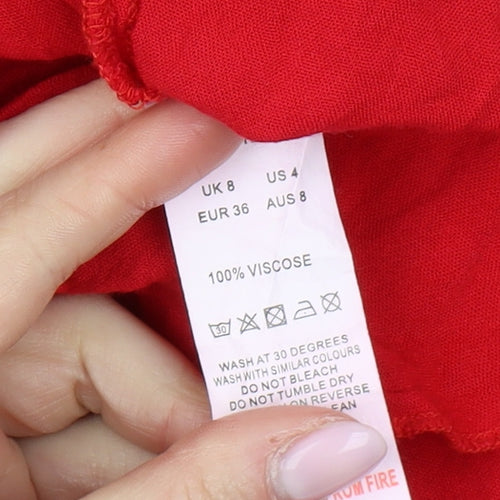 PrettyLittleThing Red Wrap Dress, Size 8, Women's Summer