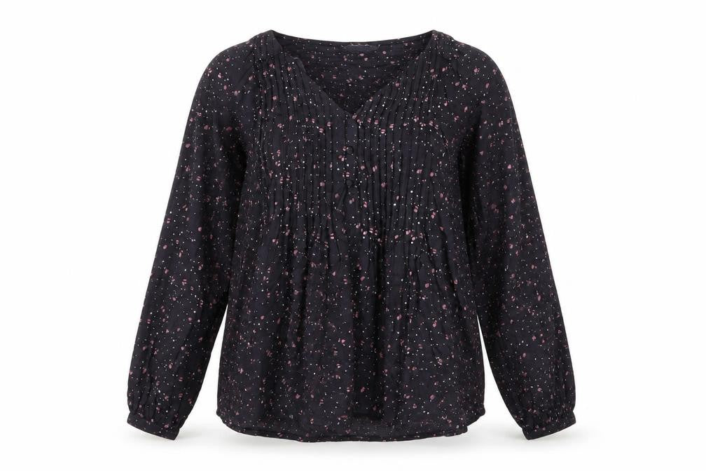Front view of Principles Women's Black Geometric Tunic Blouse 10