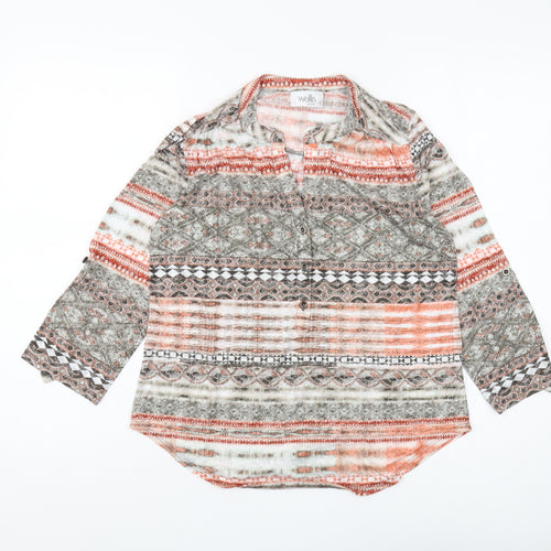Wallis Women Multicoloured Geometric 3/4 Sleeve Blouse S