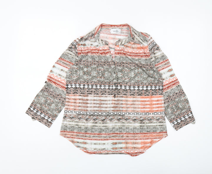 Wallis Women Multicoloured Geometric 3/4 Sleeve Blouse S