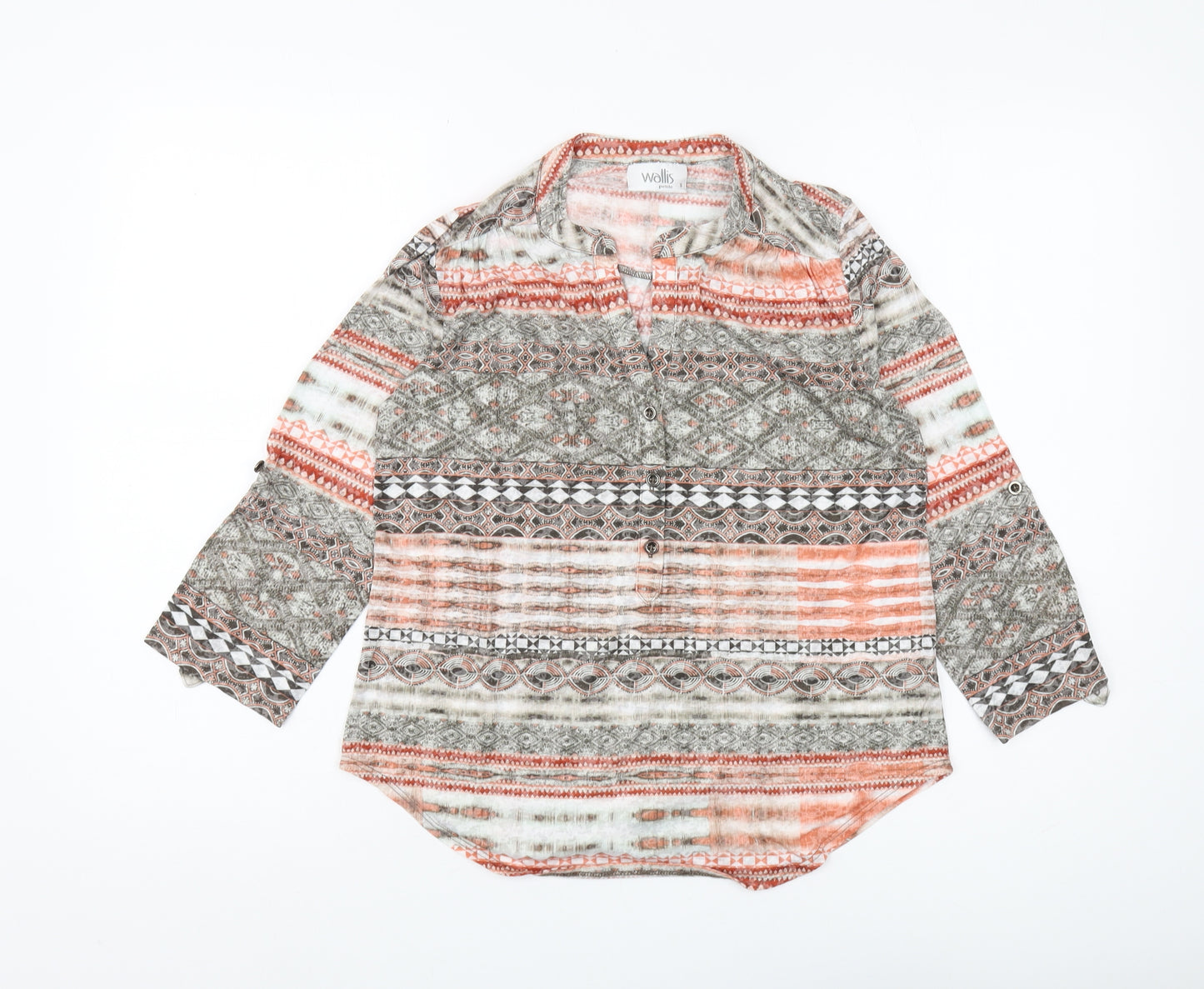 Wallis Women Multicoloured Geometric 3/4 Sleeve Blouse S