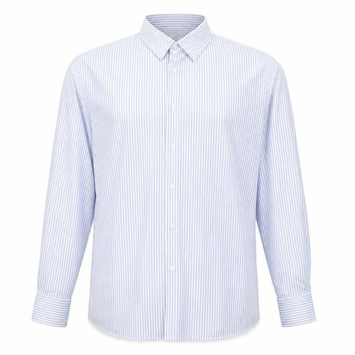 Zara Men's XL Blue Striped Slim Fit Button-Up Shirt