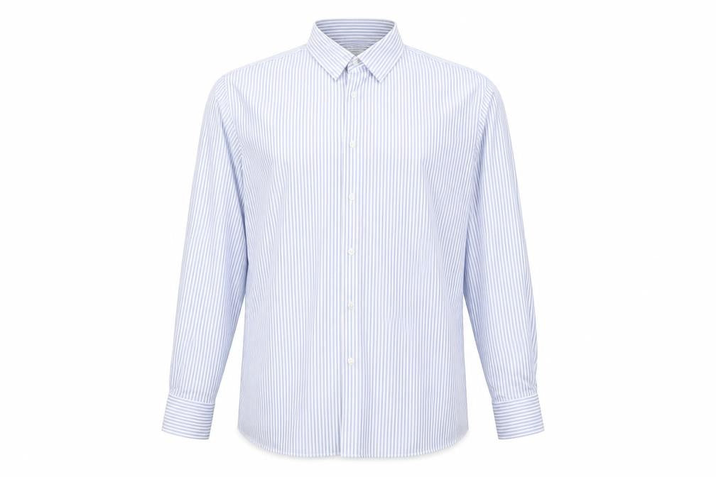 Zara Men's XL Blue Striped Slim Fit Button-Up Shirt