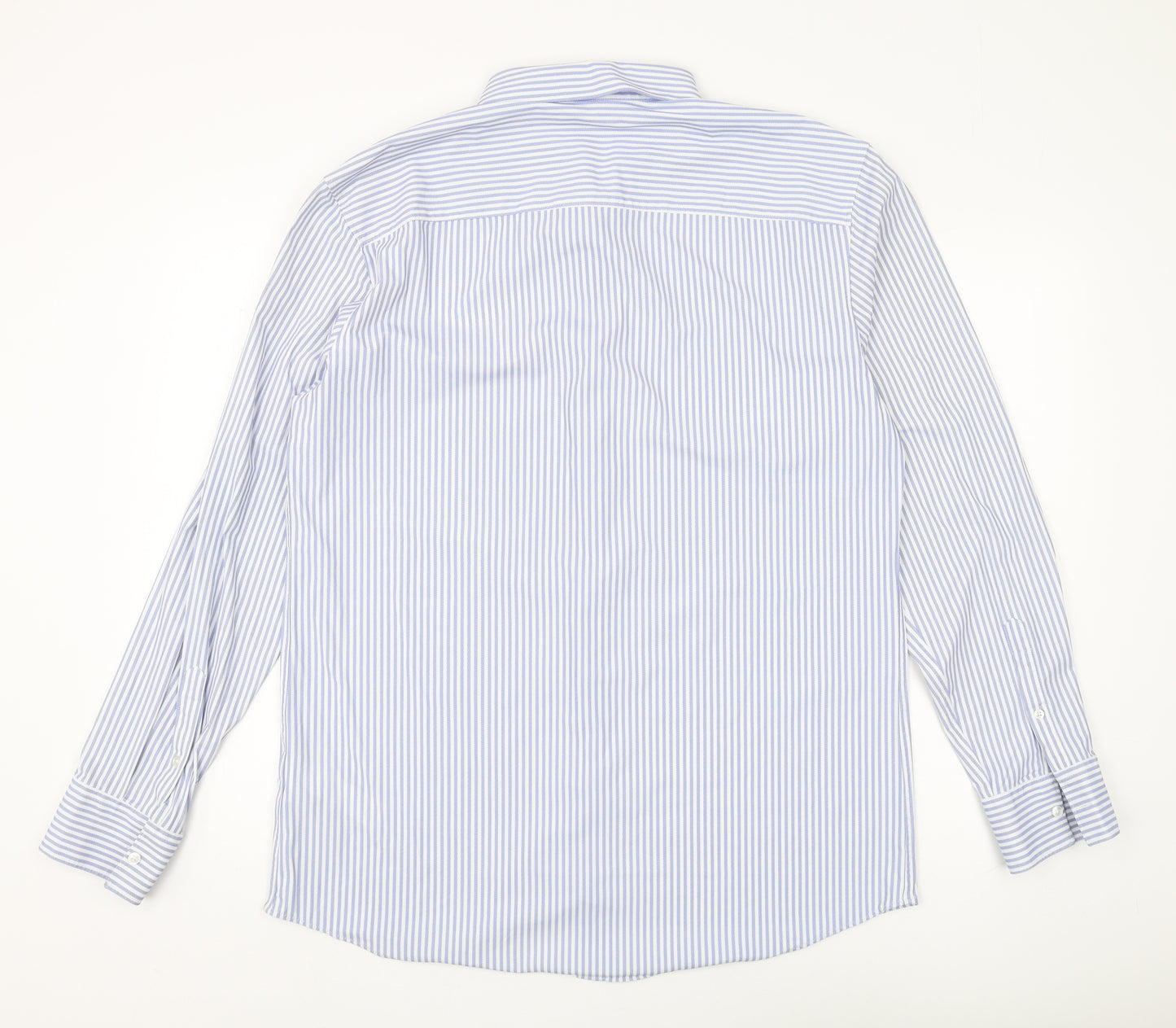 Zara Men's XL Blue Striped Slim Fit Button-Up Shirt
