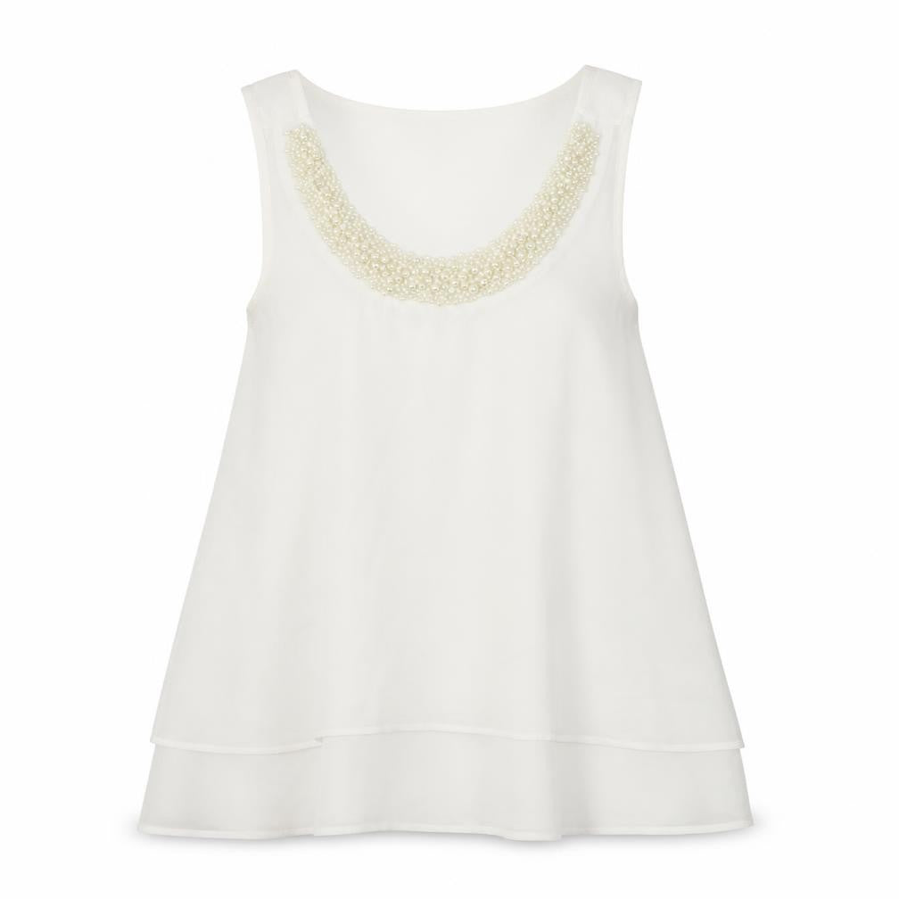 Front view of Red Herring Ivory Beaded Tank Women, size 10