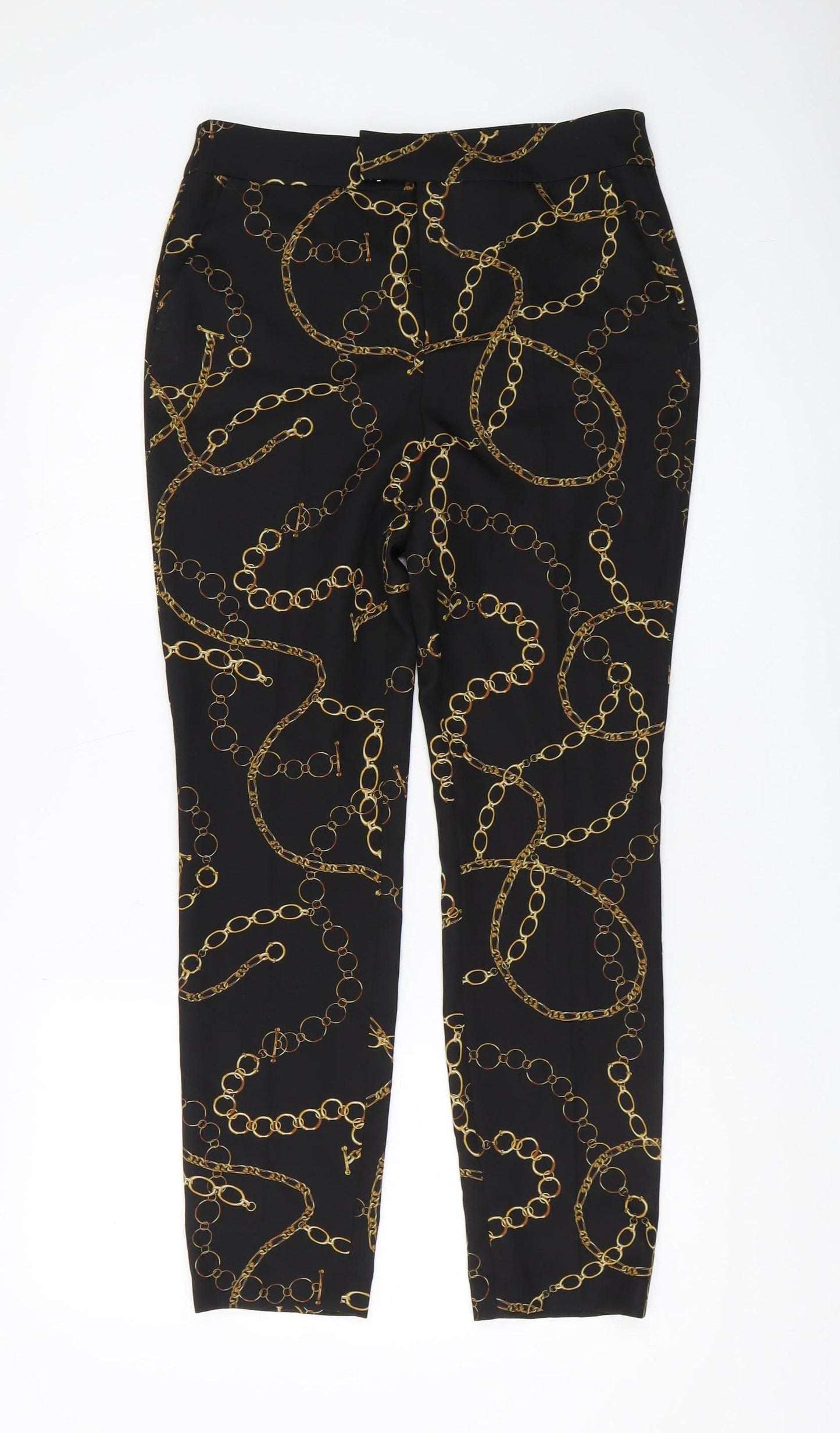 Zara Women's Black Skinny Trousers XS, Geometric Print