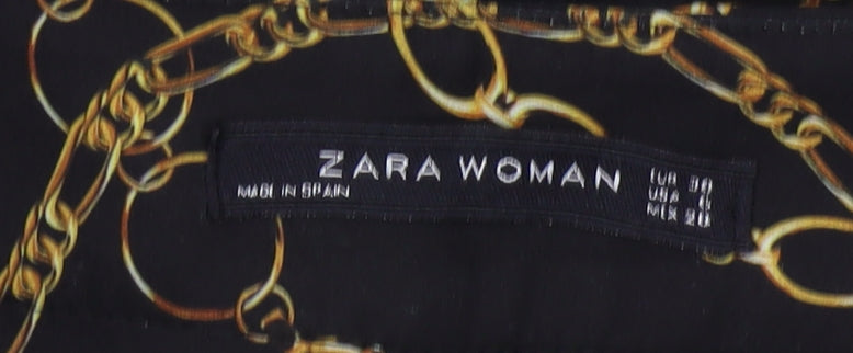 Zara Women's Black Skinny Trousers XS, Geometric Print