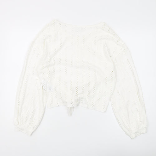 Vila Women's White Cropped Blouse - Size M, Regular Fit