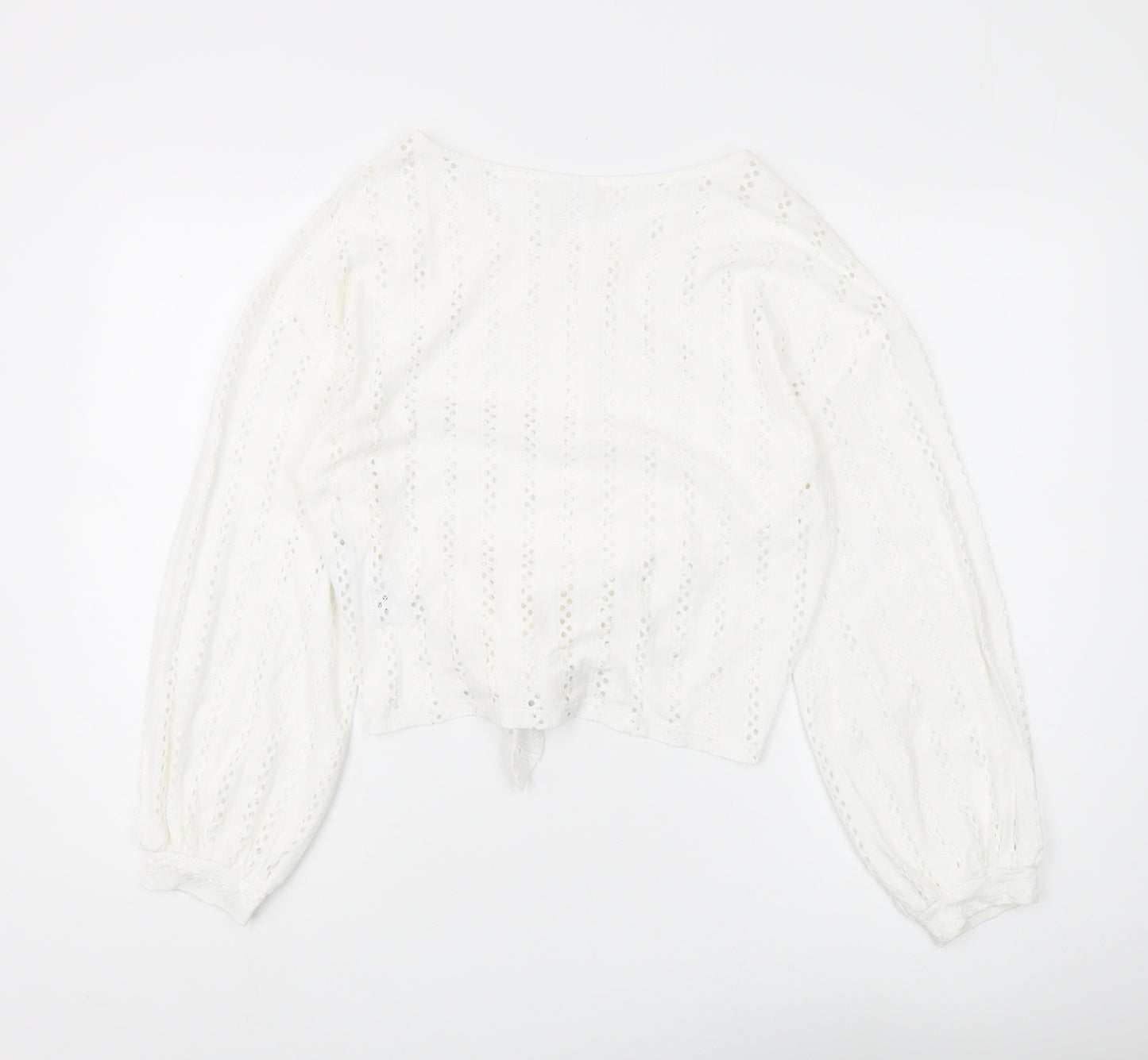 Vila Women's White Cropped Blouse - Size M, Regular Fit