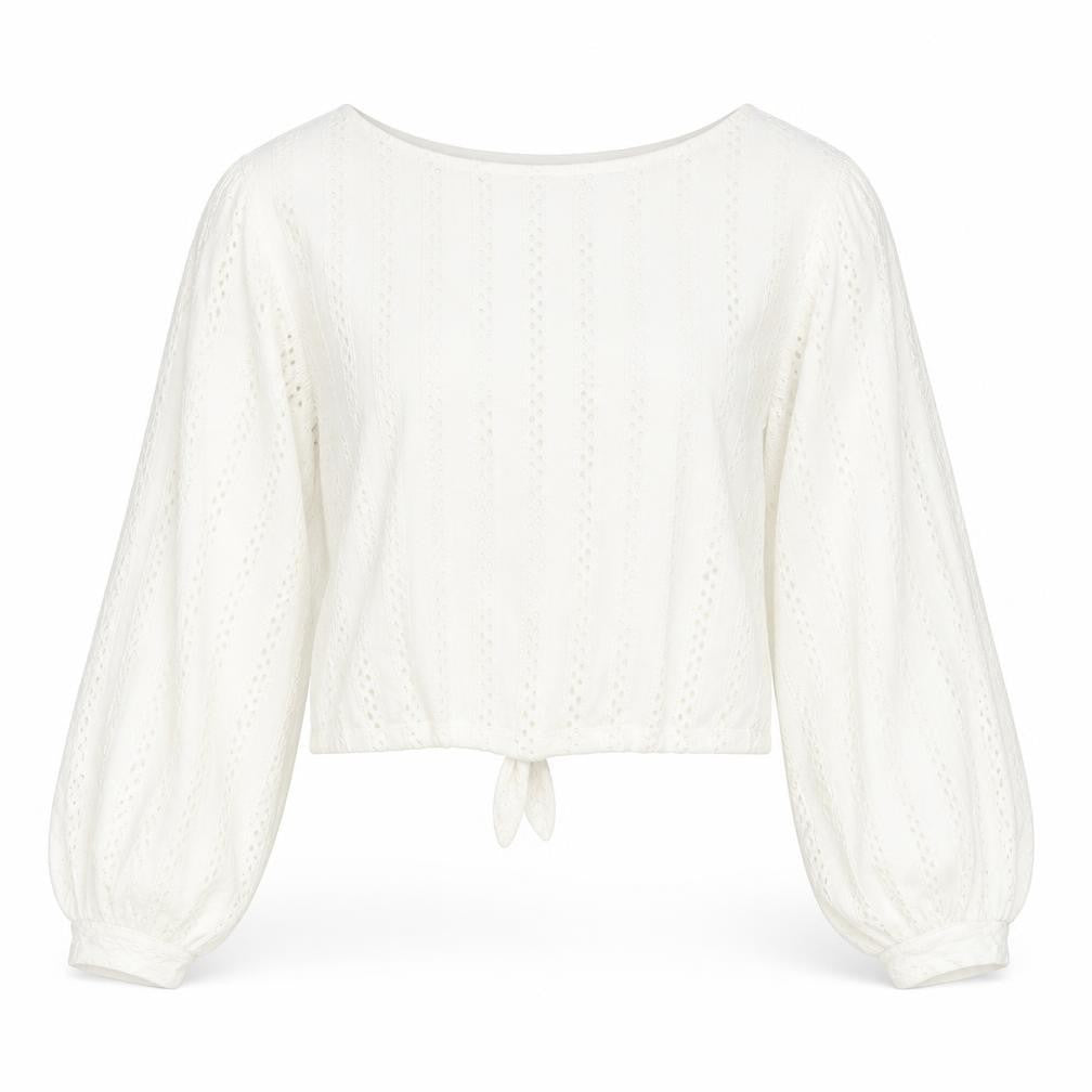 Front view of VILA Women's White Cropped Blouse -, size M, Regular Fit