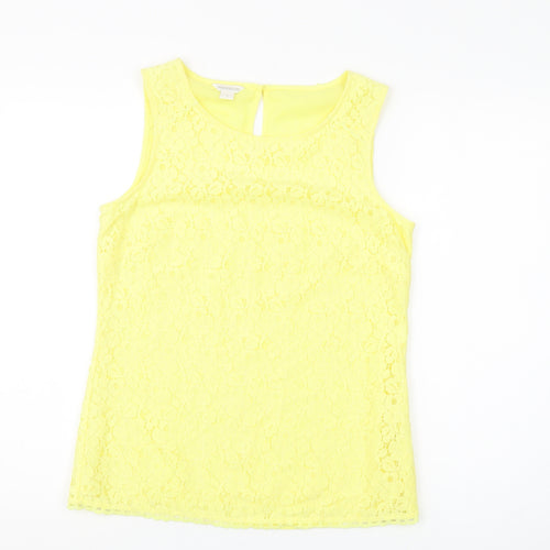 Monsoon Women's Yellow Sleeveless Lace Tank Top