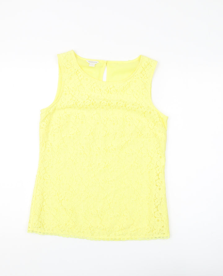 Monsoon Women's Yellow Sleeveless Lace Tank Top