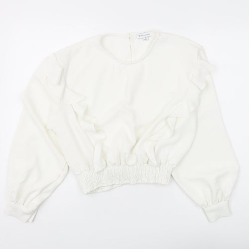 Warehouse White Ruffle Blouse for Women Size 12