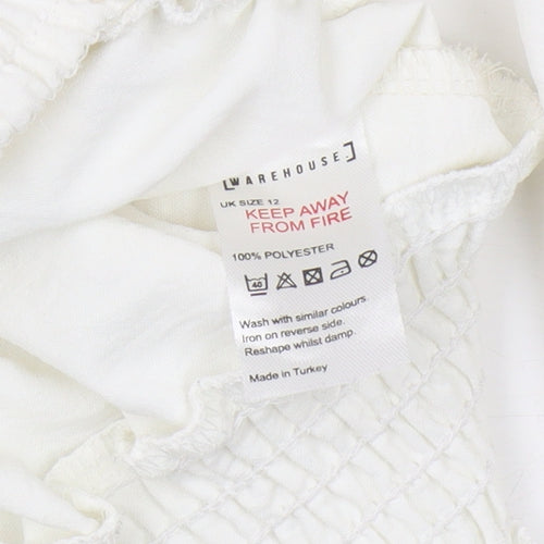 Warehouse White Ruffle Blouse for Women Size 12
