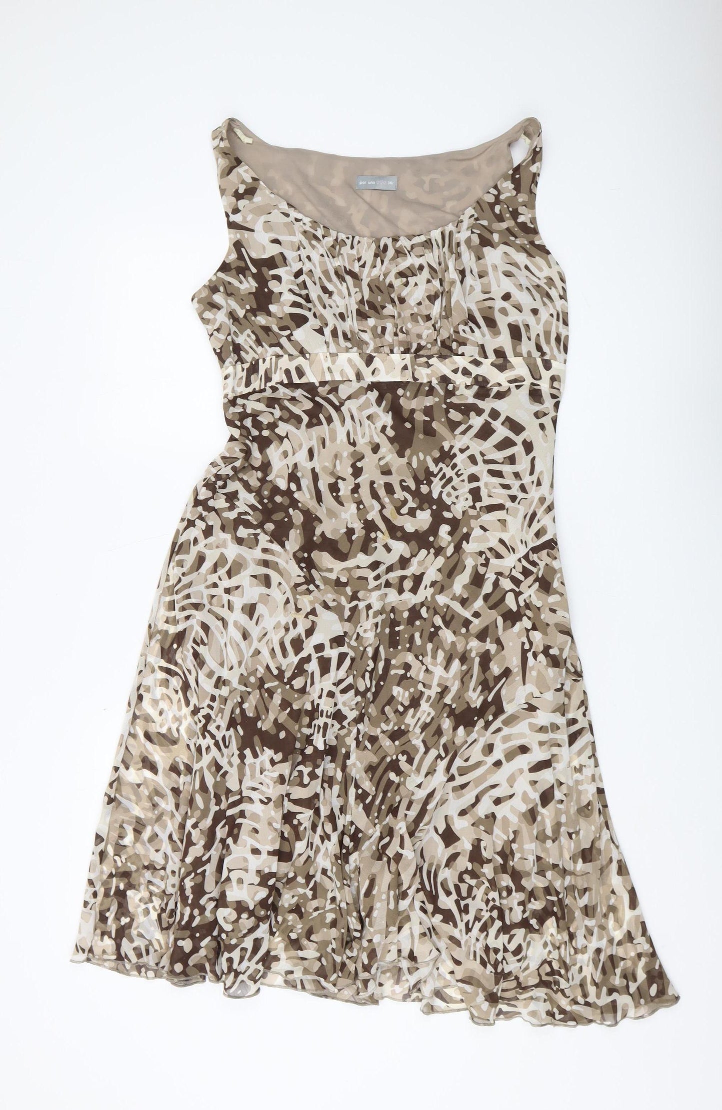 Per Una Women's Brown Animal Print A-Line Dress Size 14