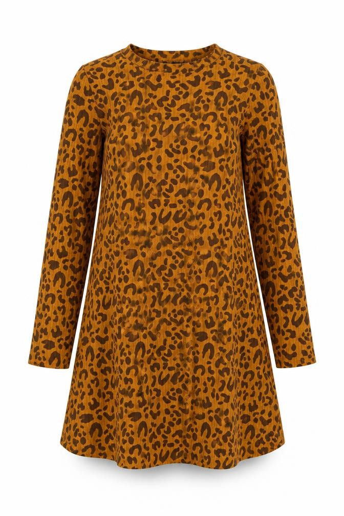 Front view of Marks & Spencer Women's Brown Leopard Print Dress, size 8