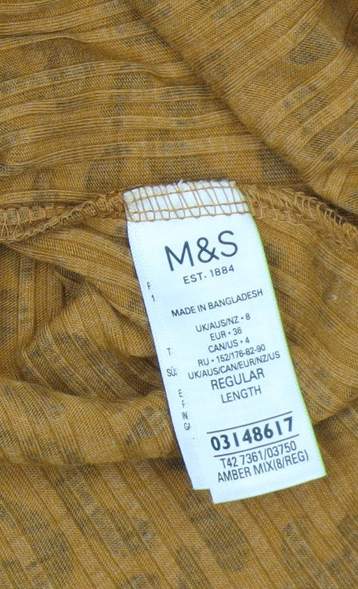 Marks and Spencer Women's Brown Leopard Print Dress, Size 8