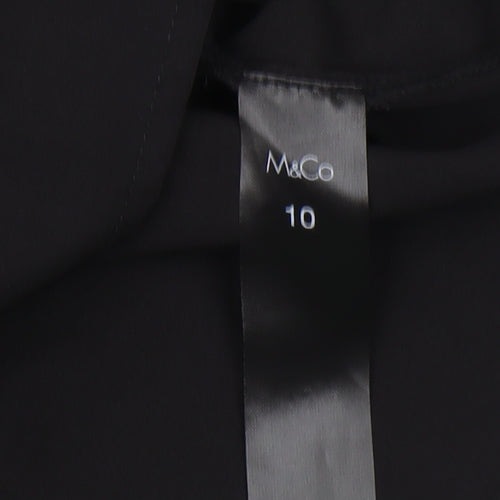 M&Co Women's Black Embroidered Blouse Size 10