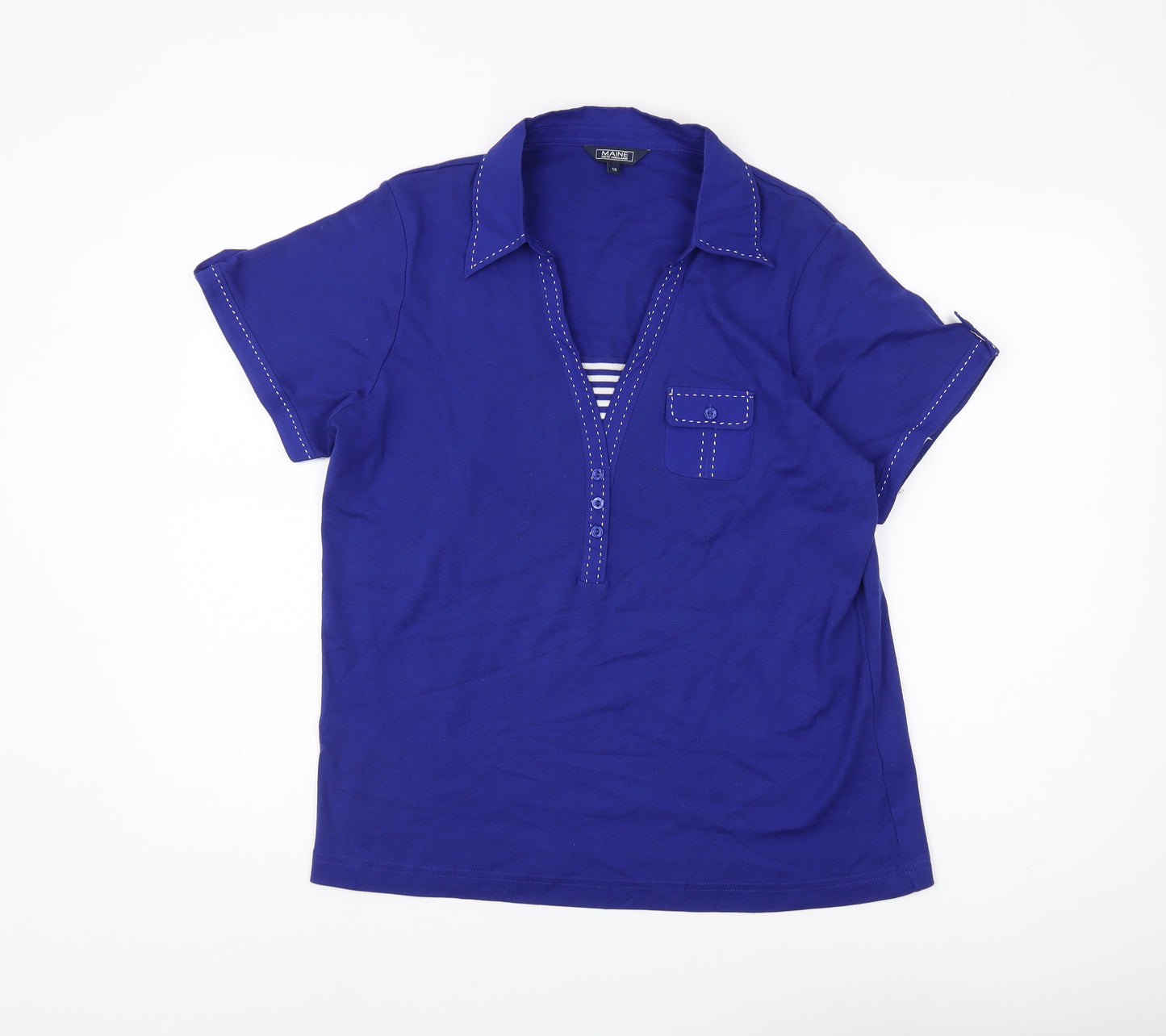Maine New England Women's Blue Polo Shirt Size 18